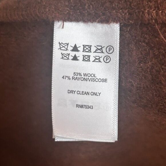 NWT Premium Quality Wool Blend Trendy Brown Open Coat With Oversized Pockets - Picture 9 of 13